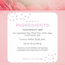 Minimalistisk rosa glitterprick Bakery ingrediense Fyrkantigt Klistermärke
