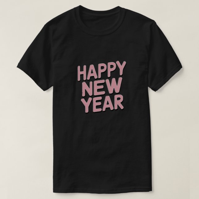 Minimalistisk Rosa "Gott nytt år" T Shirt (Design framsida)
