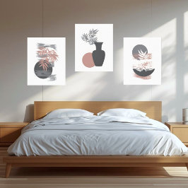 Minimalistisk Rosa/Grå Canvas Väggkonst Dekor