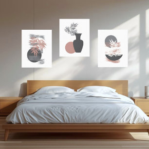Minimalistisk Rosa/Grå Canvas Väggkonst Dekor