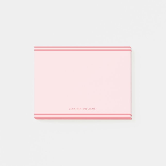 Minimalistisk rosa gräns feminin elegant post-it block (Framsida)