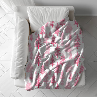 Minimalistisk Rosa Gräs Träd Fleece Blanket