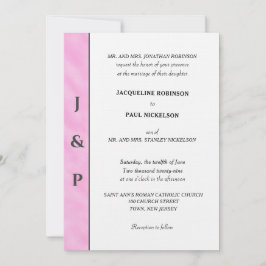 Minimalistisk  Rosa Grått-monogram Inbjudningar