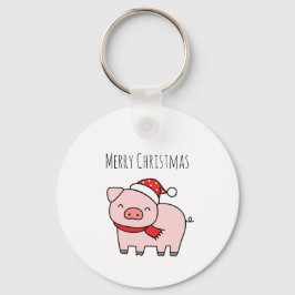 Minimalistisk Rosa Gris God jul Nyckelring