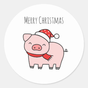 Minimalistisk Rosa Gris God jul Runt Klistermärke