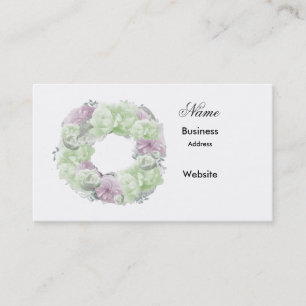Minimalistisk Rosa Grön Krans AffärsKort Visitkort
