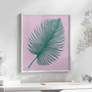 Minimalistisk Rosa Grönt Handflatan Löv Botaniska Poster