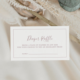 Minimalistisk Rosa Guld Bebis-fest Blöja-Lotteriet Tilläggskort
