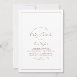 Minimalistisk Rosa Guld Bebis Shower Inbjudan