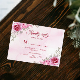 Minimalistisk Rosa Guld Bröllopsblomma OSA Kort