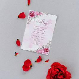 Minimalistisk Rosa Guld Bröllopsblomma Program