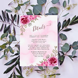 Minimalistisk Rosa Guld Bröllopsblomma Tilläggskort