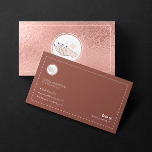 Minimalistisk Rosa Guld Nageltekniker Manikyrister Visitkort