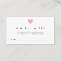 Minimalistisk Rosa Heart Girl Diaper Raffle Biljet