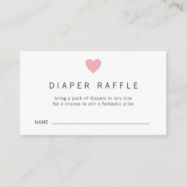 Minimalistisk Rosa Heart Girl Diaper Raffle Biljet Tilläggskort