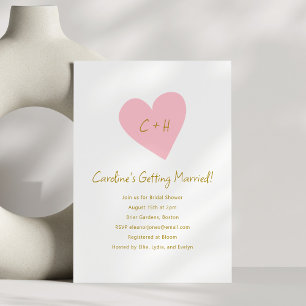 Minimalistisk Rosa Heart Kärlek Initialer Möhippa Inbjudningar