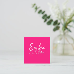 Minimalistisk Rosa i modern kalligrafi Fyrkantigt Visitkort