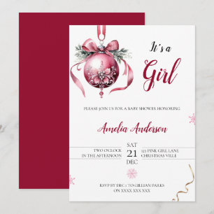 Minimalistisk Rosa jul - prydnadsbabystövel Inbjudningar