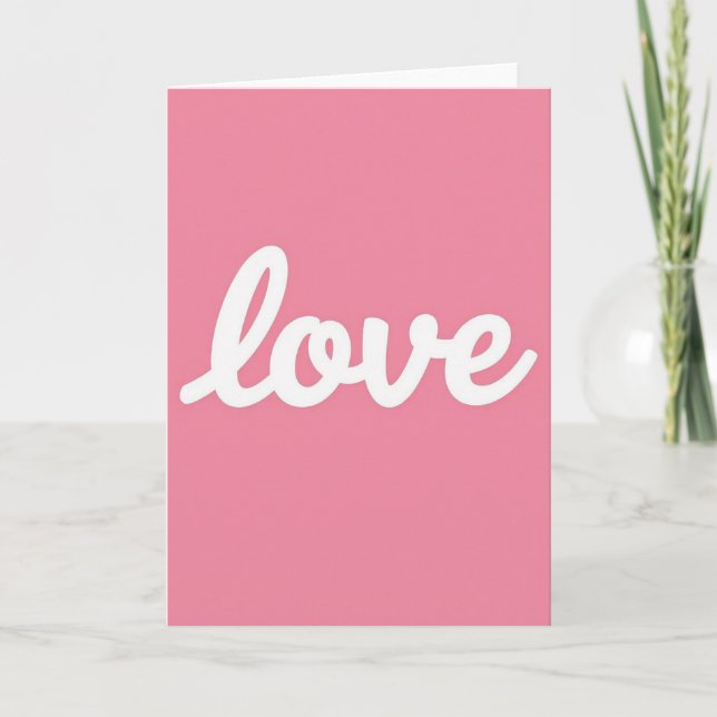 Minimalistisk Rosa Kärlek Skriptkort Kort (Framsida)