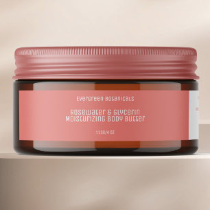 minimalistisk rosa kosmetik kropp smör burk etiket etikettband