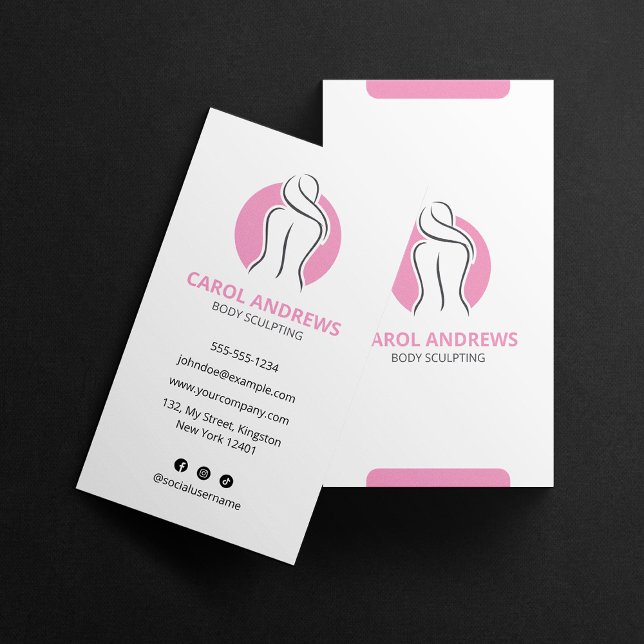Minimalistisk Rosa Kroppsmodellering Konturering H Visitkort (Skapare uppladdad)