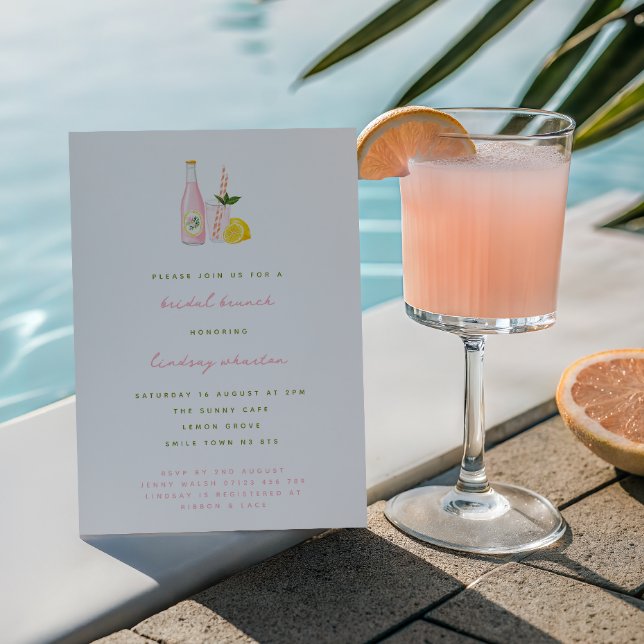 Minimalistisk Rosa Lemonad Bröllopsbrunch Inbjudningar (Skapare uppladdad)