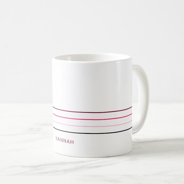 Minimalistisk Rosa Linjer Kaffemugg (Framsida höger)