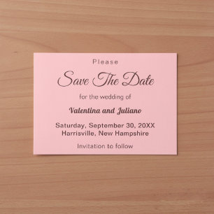 Minimalistisk Rosa Med Mörk Burgunderfärgad Text B Spara Datumet