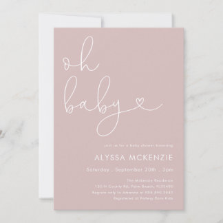 Minimalistisk rosa modern baby shower-inbjudan inbjudningar