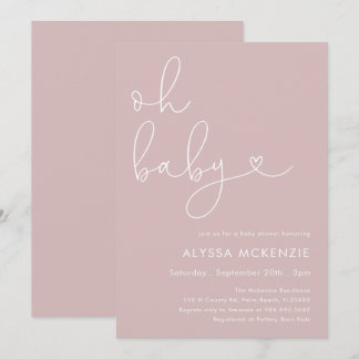 Minimalistisk rosa modern baby shower-inbjudan inbjudningar