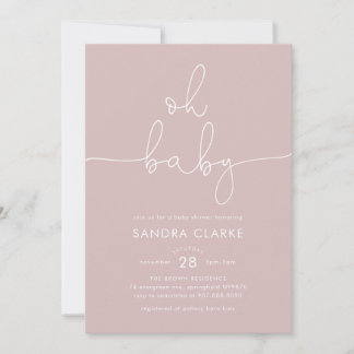 Minimalistisk rosa modern baby shower-inbjudan inbjudningar