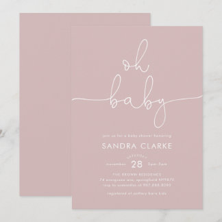 Minimalistisk rosa modern baby shower-inbjudan inbjudningar