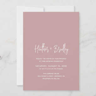 Minimalistisk Rosa Modern Bröllop Inbjudningar