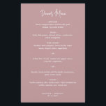 Minimalistisk Rosa Modern Bröllop Menu<br><div class="desc">Menyn Modern damstig ro rosa bröllop har en enkel design med sidhuvudet i en elegant skripttypografi och din meny i ett minimalistiskt sans serif-teckensnitt. Menyn chic bröllop fungerar bra med alla stil i bröllop.</div>