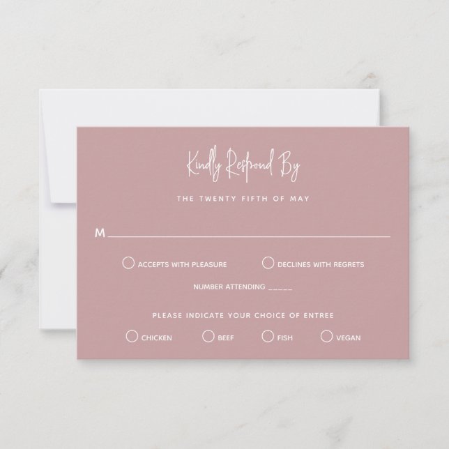 Minimalistisk Rosa Modern Bröllop OSA Kort (Framsida)