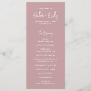 Minimalistisk Rosa Modern Bröllop Program