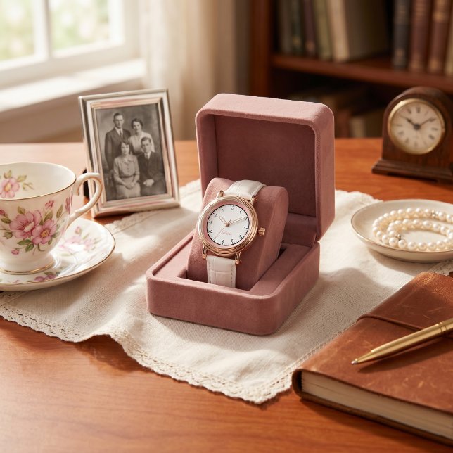 Minimalistisk Rosa Modernt Anpassat Namn Mormor  Armbandsur (Minimalist Pink Modern Custom Name Grandma Watch)