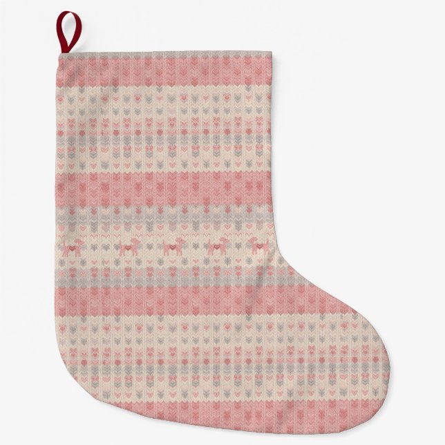 Minimalistisk rosa nordisk hund julstrumpa (Framsidan)