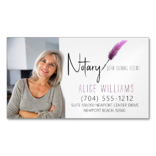 Minimalistisk Rosa Notary Photo Affärskort Magnet