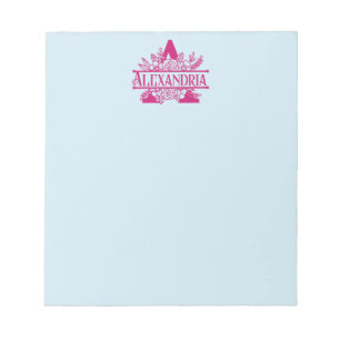 Minimalistisk Rosa och blå Anpassningsbar Monogram Anteckningsblock