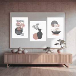 Minimalistisk Rosa och Grå Canvas Väggkonst