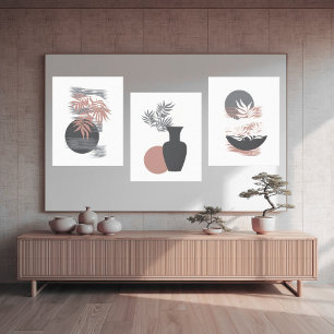 Minimalistisk Rosa och Grå Canvas Väggkonst