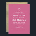 Minimalistisk Rosa och Guld Bat mitzvah Inbjudningar<br><div class="desc">Den här minimalistiska och chic Bat mitzvah inbjudan har en rosa bakgrund med en ljuvlig stjärna. Baksidan har faux guld-bakgrund. Ändra bakgrunden till färg och anpassa den efter dina behov. Du hittar matchande produkter i min butik.</div>