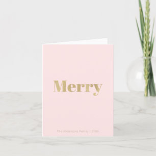 Minimalistisk  Rosa och Guld God jul Helgkort