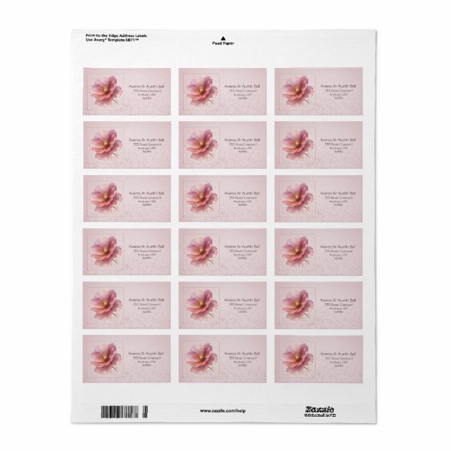 Minimalistisk rosa och guld poppy-bröllop adressetikett (Helt Ark)