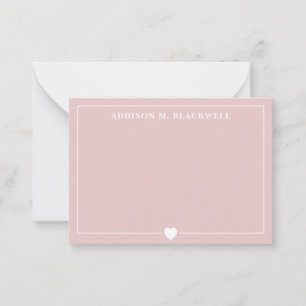 Minimalistisk Rosa och Personlig av vithjärta Anteckningskort