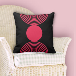 Minimalistisk Rosa och svarta geometriska cirklar Kudde