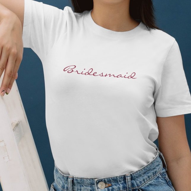 Minimalistisk Rosa och vit Bridesmaid enkel T Shirt (Skapare uppladdad)