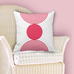 Minimalistisk Rosa och vit cirkel Mönster Kudde