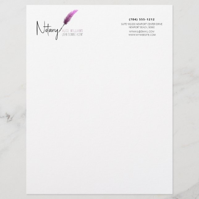 Minimalistisk Rosa och vit enkel modern notarie Brevhuvud (Framsida)
